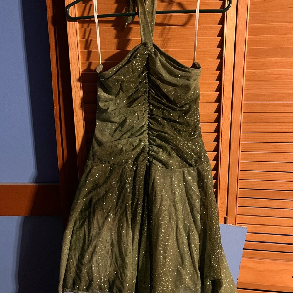 Elegant Green Halter Dress